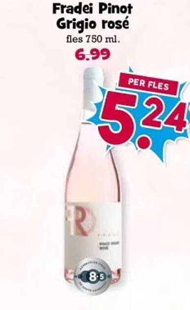 Fradei Pinot Grigio rosé fles 750 ml.