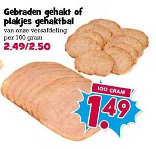 Gebraden gehakt of plakjes gehaktbal