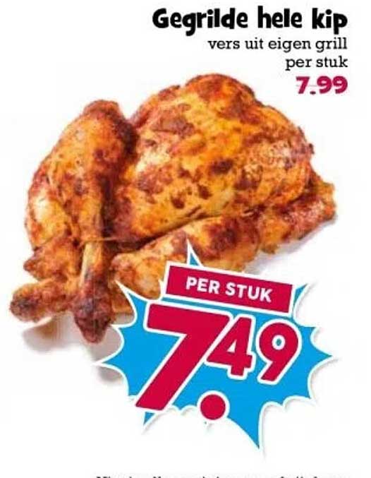 Gegrilde hele kip vers uit eigen grill per stuk