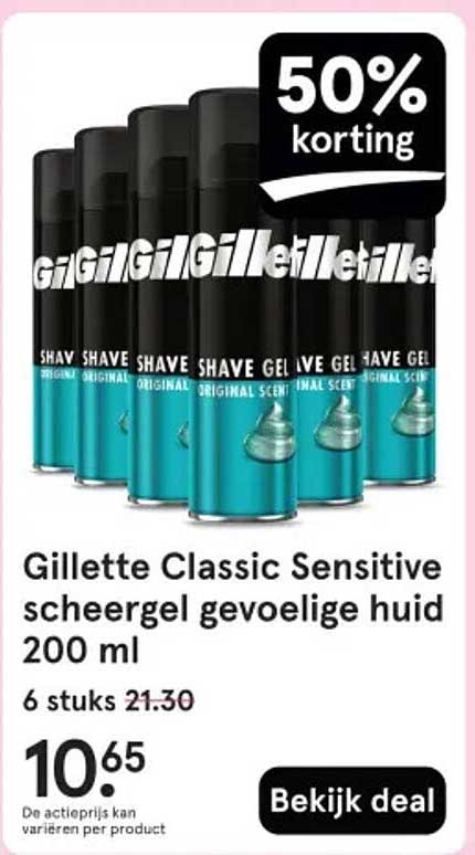 Gillette Classic Sensitive scheergel gevoelige huid 200 ml
