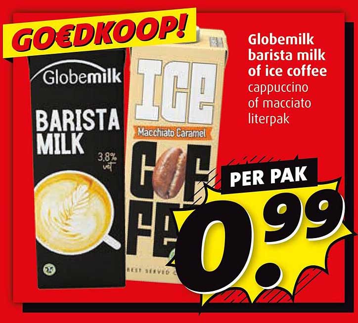 Globemilk barista milk of ice coffee cappuccino of macchiato literpak