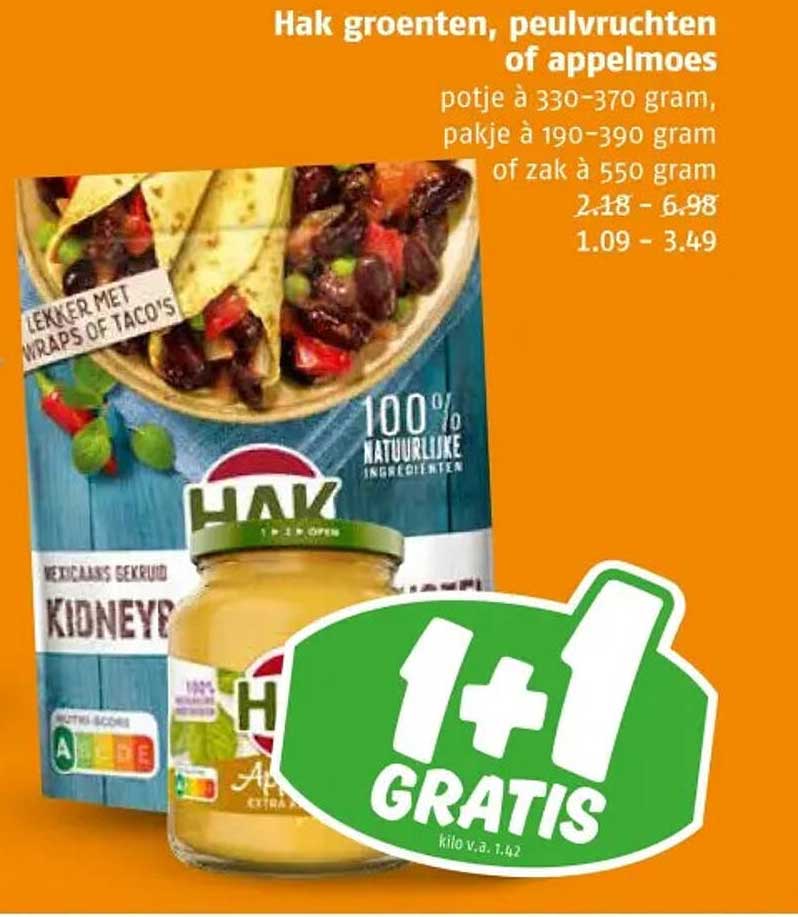 Hak groenten, peulvruchten of appelmoes