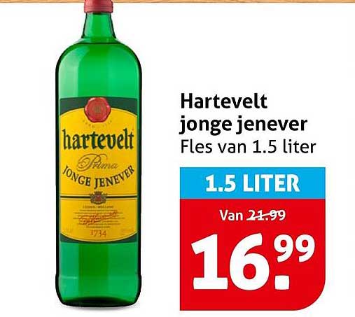 Hartevelt jonge jenever Fles van 1.5 liter