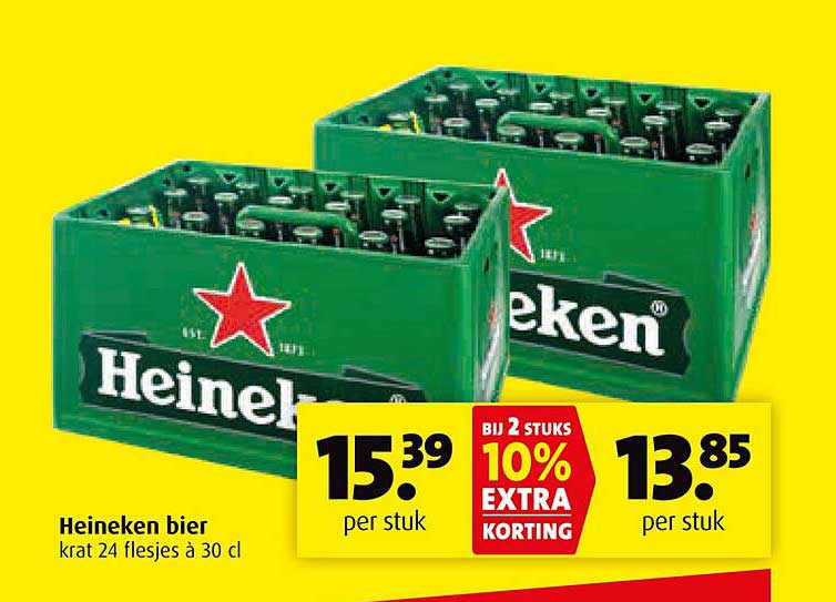 Heineken bier krat 24 flesjes à 30 cl