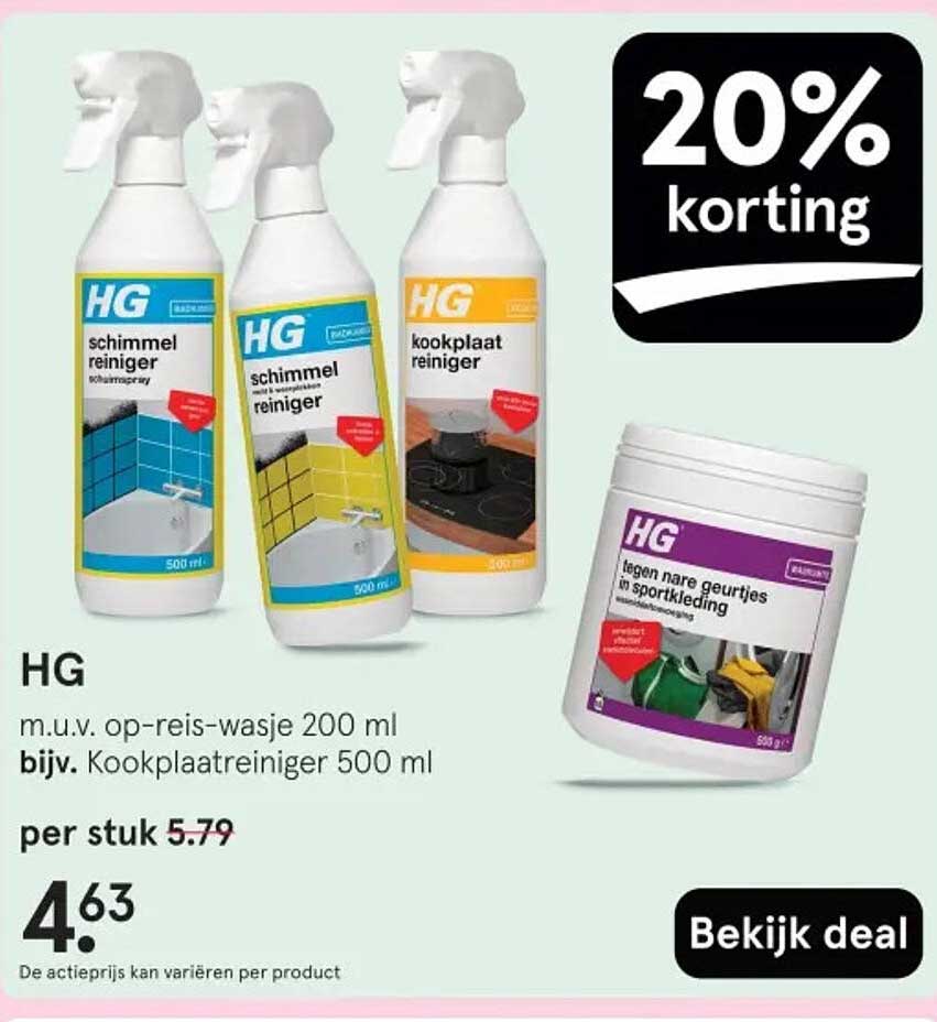 HG m.u.v. op-reis-wasje 200 ml bijv. Kookplaatreiniger 500 ml per stuk 5.79