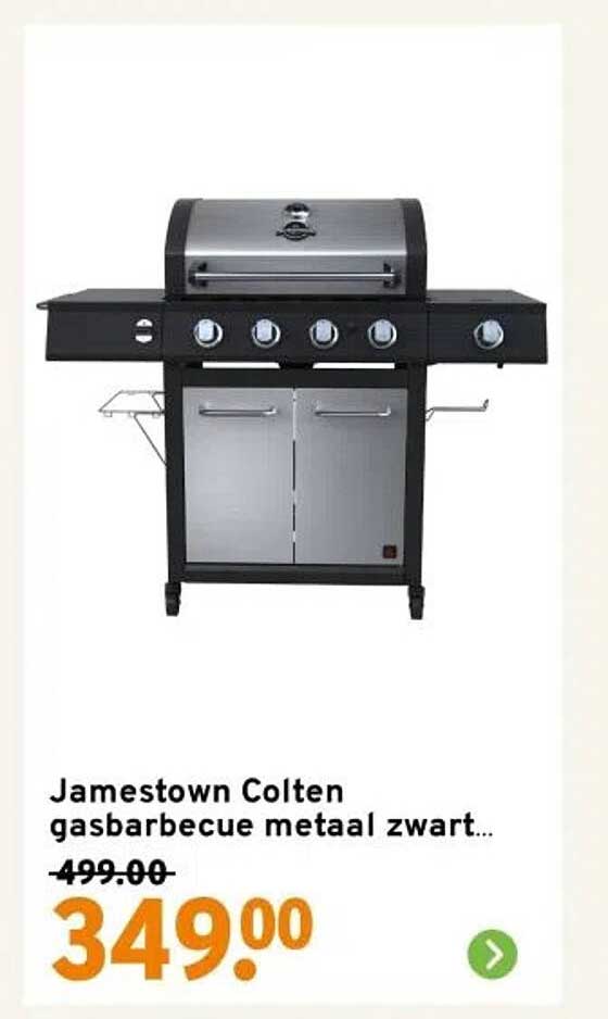 Jamestown Colten gasbarbecue metaal zwart