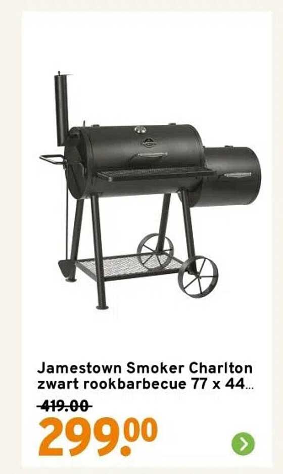 Jamestown Smoker Charlton zwart rookbarbecue 77 x 44