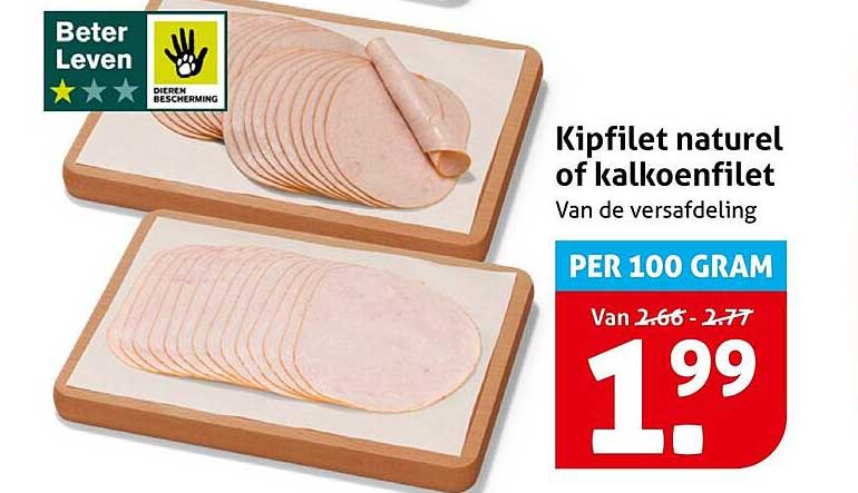 Kipfilet naturel of kalkoenfilet