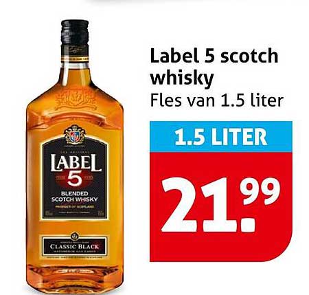 Label 5 scotch whisky Fles van 1.5 liter