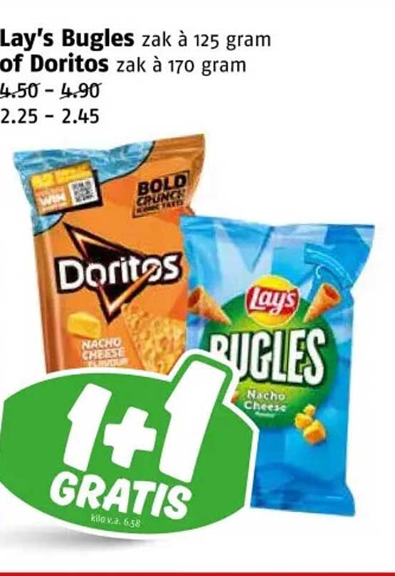 Lay's Bugles zak à 125 gram of Doritos zak à 170 gram