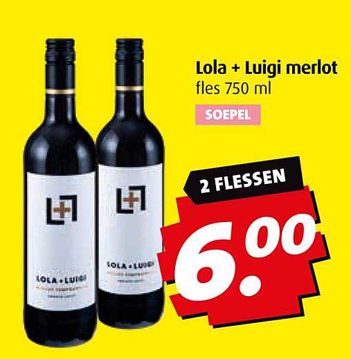 Lola + Luigi merlot fles 750 ml