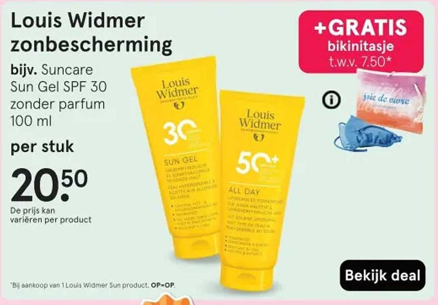 Louis Widmer zonbescherming bijv. Suncare Sun Gel SPF 30 zonder parfum 100 ml