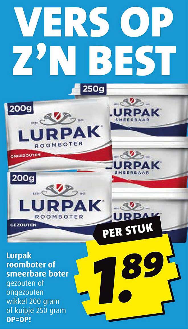 Lurpak roomboter of smeerbare boter gezoeten of ongezouten wikkel 200 gram of kuipje 250 gram OP=OP!