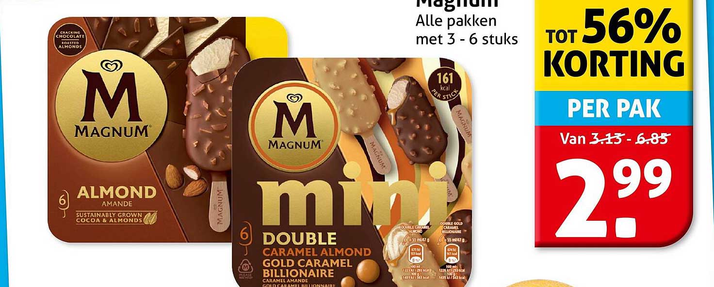 Magnum Almond en Mini Double Caramel Almond