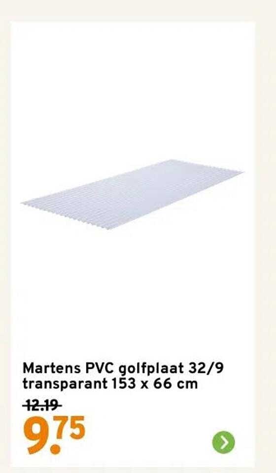 Martens PVC golfplaat 32/9 transparant 153 x 66 cm