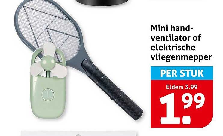 Mini hand-ventilator of elektrische vliegenmepper