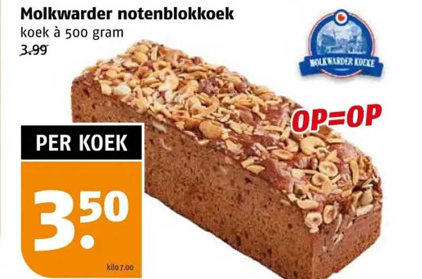 Molkwarder notenblokk koek à 500 gram
