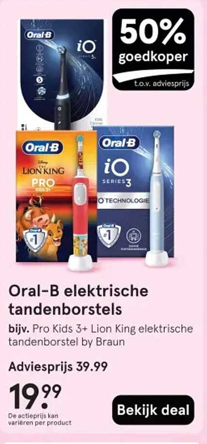 Oral-B elektrische tandenborstels bijv. Pro Kids 3+ Lion King elektrische tandenborstel by Braun
