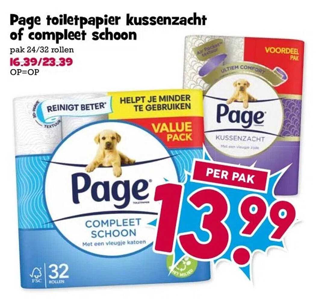 Page toiletpapier kussenzacht of compleet schoon