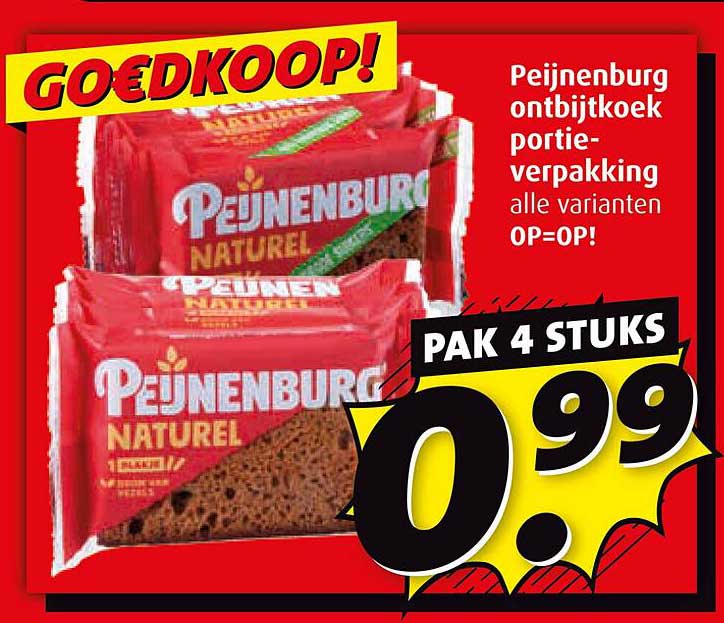 Peijnenburg ontbijtkoek portieverpakking alle varianten OP=OP!