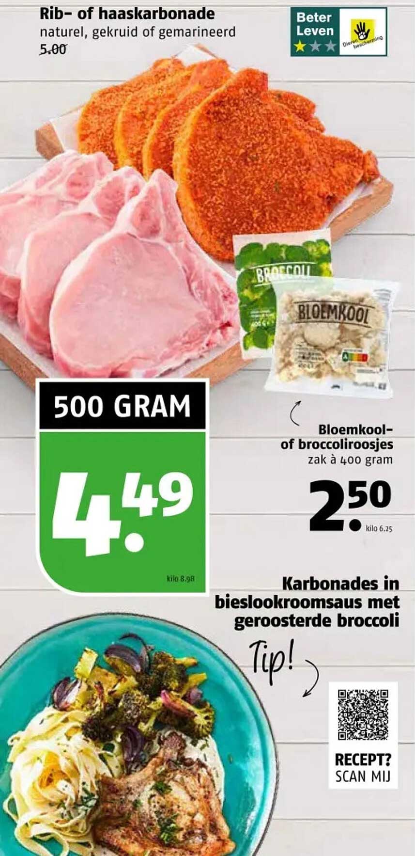 Rib- of haaskarbonade naturel, gekruid of gemarineerd