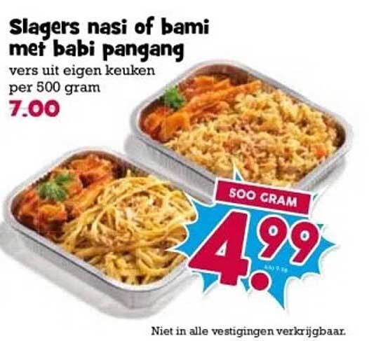 Slagers nasi of bami met babi pangang