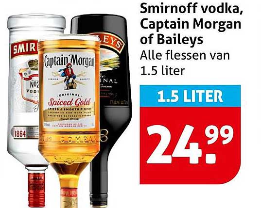 Smirnoff vodka, Captain Morgan of Baileys