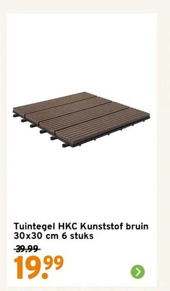 Tuintegel HKC Kunststof bruin 30x30 cm 6 stuks