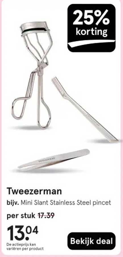Tweezerman bijv. Mini Slant Stainless Steel pincet
