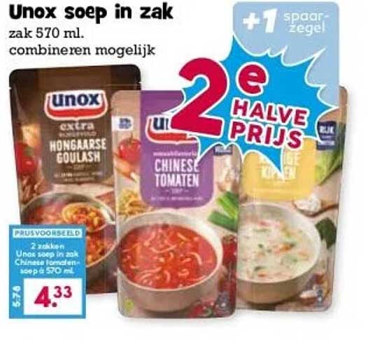 Unox soep in zak