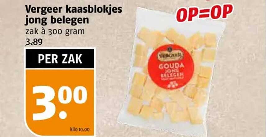 Vergeer kaasblokjes jong belegen