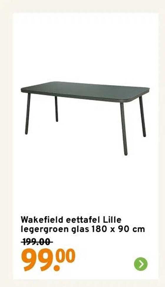 Wakefield eettafel Lille legergroen glas 180 x 90 cm