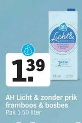 AH Licht & zonder prik framboos & bosbes Pak 1.50 liter