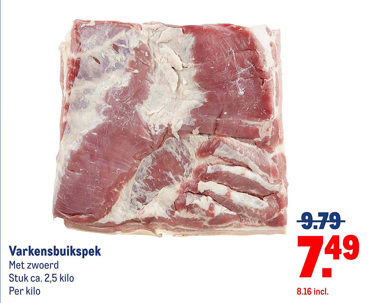 Varkensbuikspik met zwoerd, stuk ca. 2,5 kilo