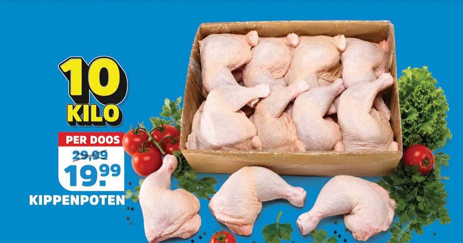 10 kilo per doos kippenpoten