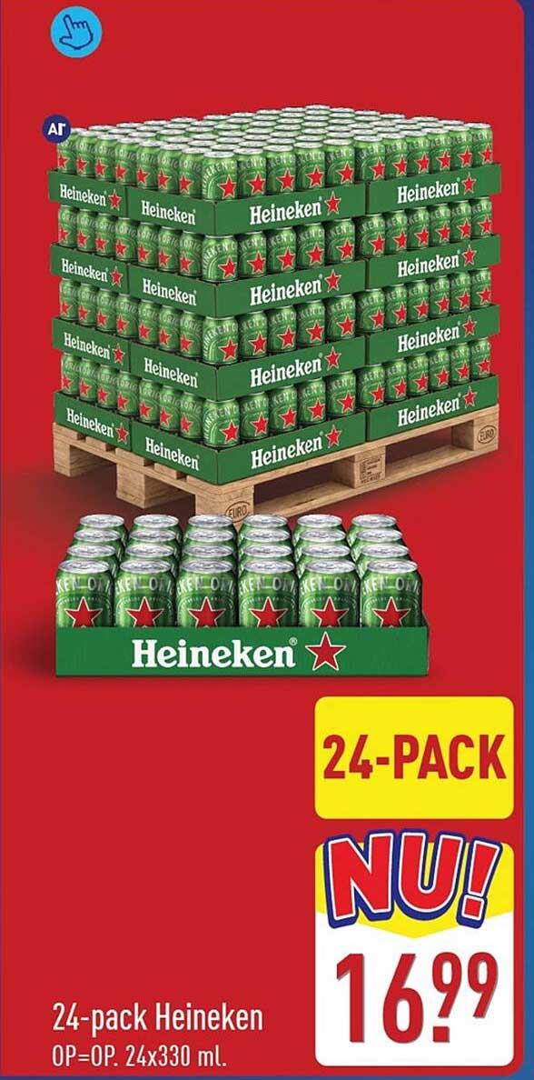 24-pack Heineken 0P=OP. 24x330 ml. NU! 24-PACK