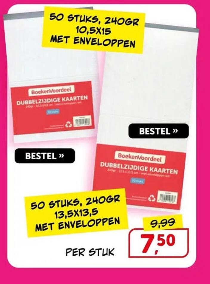50 STUKS, 240GR 10,5X15 MET ENVELOPPEN