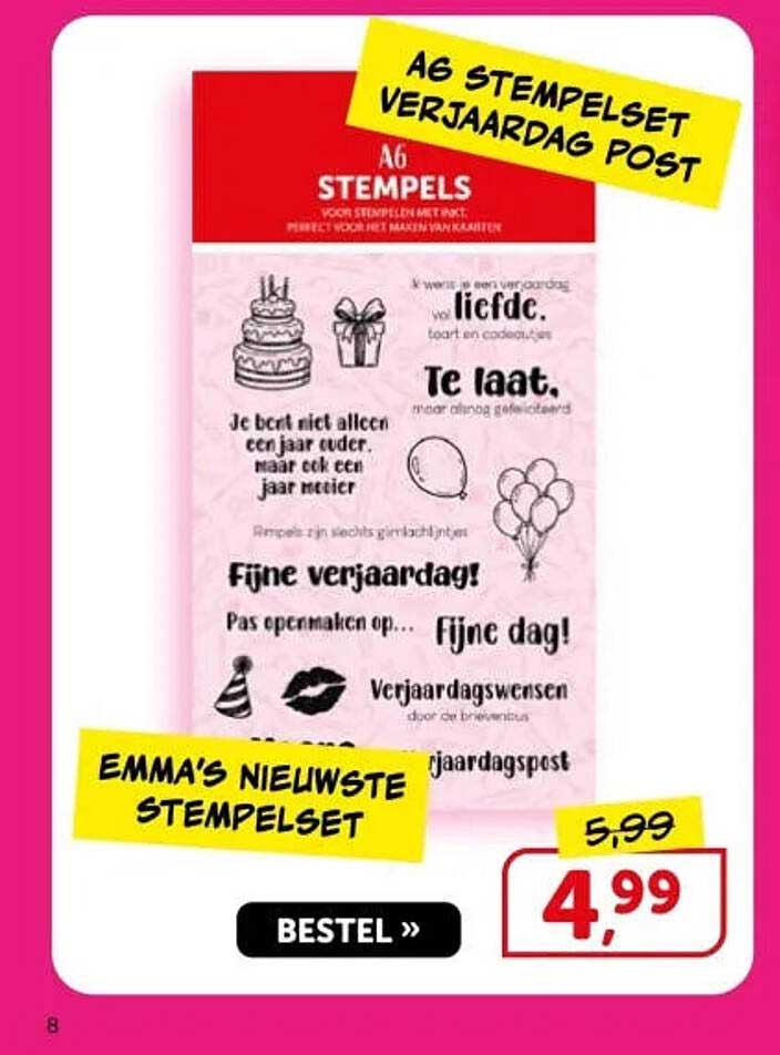 A6 STEMPELSET VERJAARDAG POST