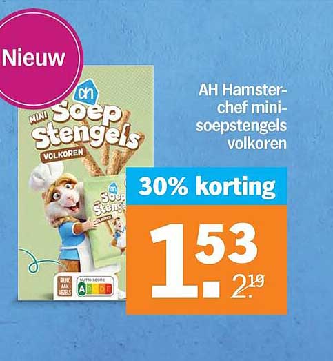 AH Hamsterchef mini-soepstengels volkoren 30% korting