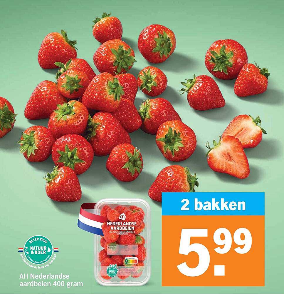 AH Nederlandse aardbeien 400 gram 2 bakken
