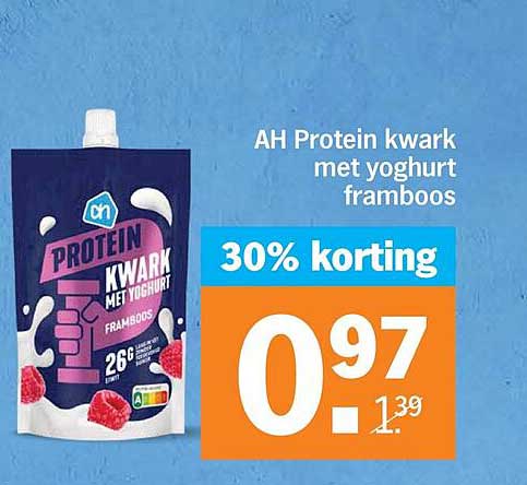 AH Protein kwark met yoghurt framboos 30% korting