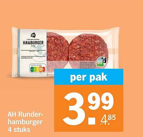AH Runder-hamburger 4 stuks