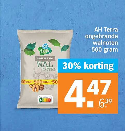 AH Terra ongebreande walnoten 500 gram 30% korting