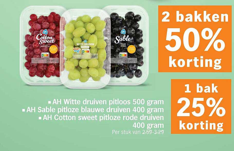 AH Witte druiven pitloos 500 gram