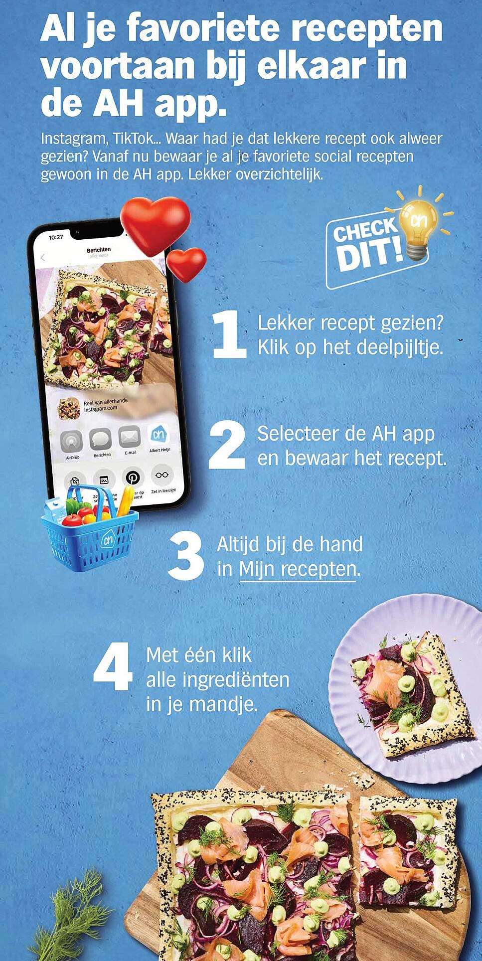 Al je favoriete recepten voortaan bij elkaar in de AH app.