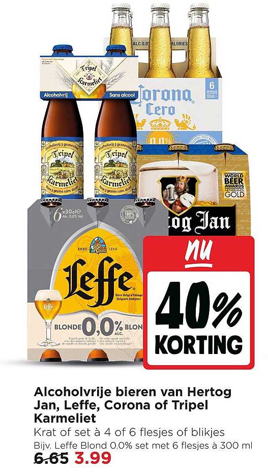 Alcoholvrije bieren van Hertog Jan, Leffe, Corona of Tripel Karmeliet