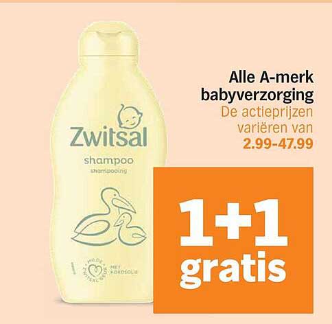 Alle A-merk babyverzorging 1+1 gratis