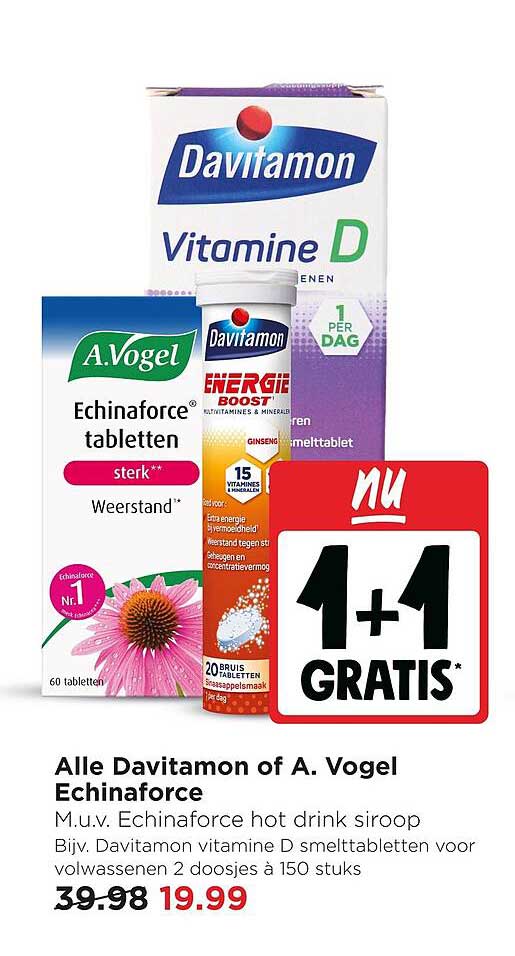 Alle Davitamon of A. Vogel Echinaforce 1+1 GRATIS