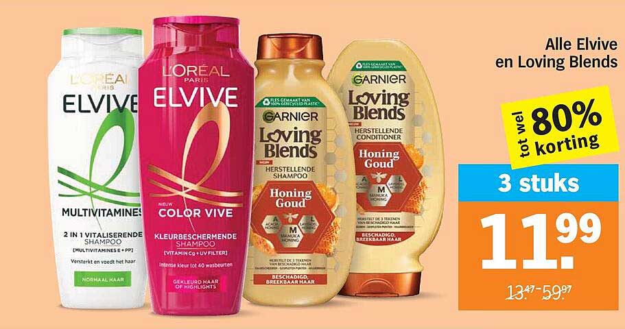 Alle Elvive en Loving Blends 3 stuks 80% korting