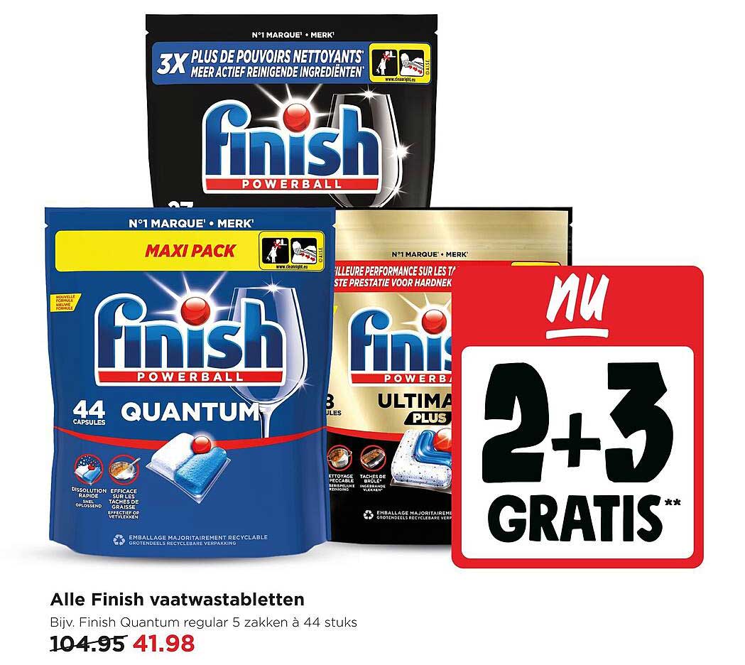 Alle Finish vaatwastabletten 2+3 GRATIS